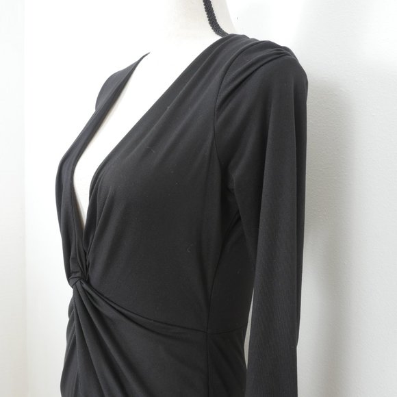 Fashion Nova Long Sleeve Deep Neck Line Wrap Front Size Large Mini Dress - Picture 4 of 10